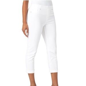Liverpool The Crop Slim Jeans White Rolled Cuff Pull On Size 0 Skinny